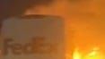 FedEx cargo van catches fire on Interstate 15 in the Cajon Pass