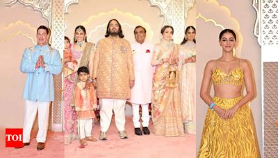 Groom Anant Ambani arrives with family, celebs like John Cena Ananya Panday, Rajkummar Rao, Sara Ali Khan, Ibrahim Ali Khan: Celebs arrive for Anant...