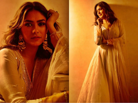 Mrunal Thakur showcases her golden look in dim lighting