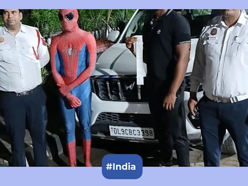 Slipper-wearing Spider-Man takes SUV ride on bonnet, lands in Delhi Police web