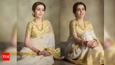 Celebrating tradition: Nita Ambani stuns in a Kasavu sari on the occasion of Guru Purnima - Times of India