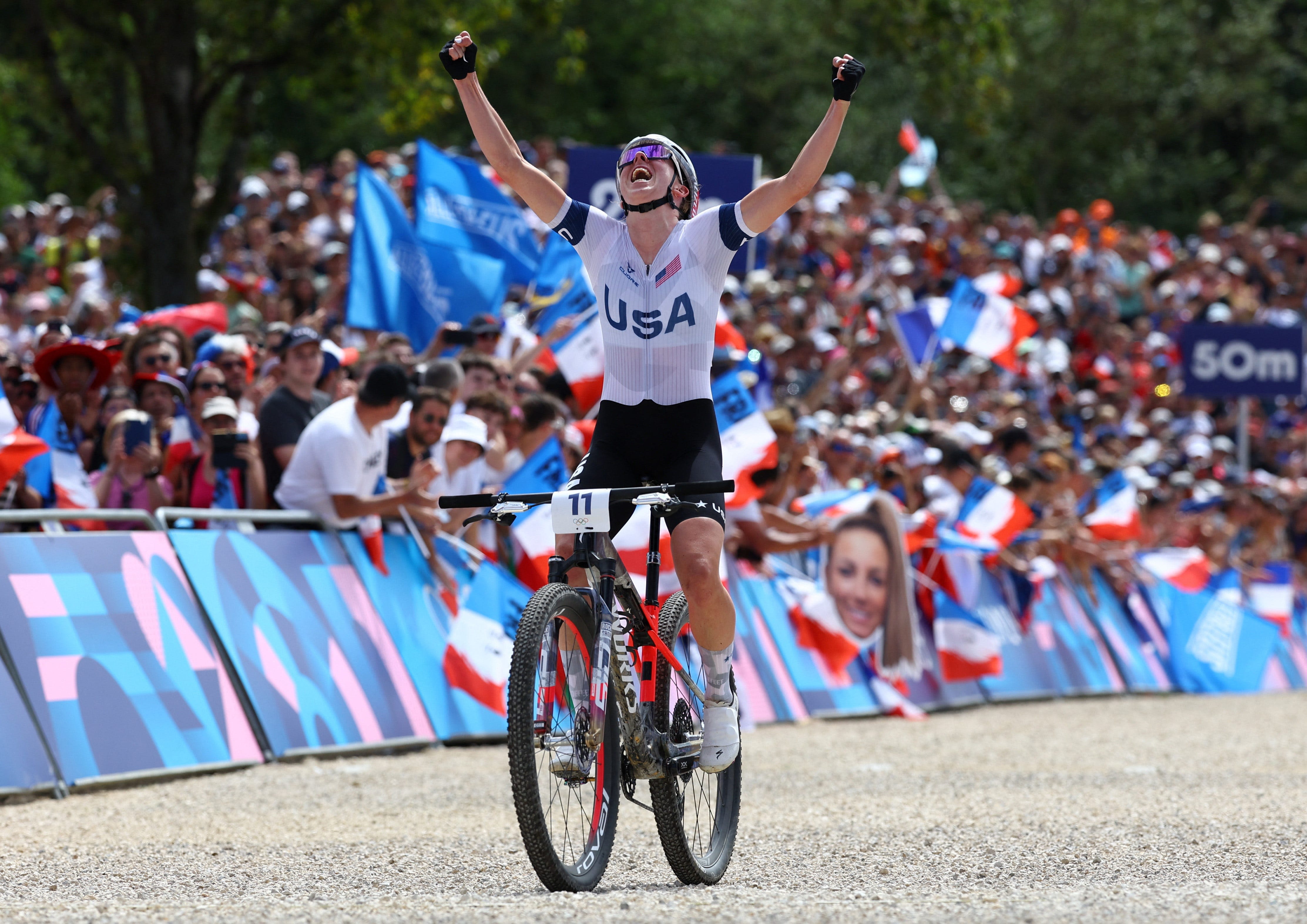 Team USA's Haley Batten takes silver medal in women's mountain biking at Paris Olympics