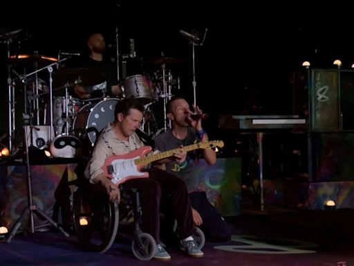 Michael J. Fox Plays Guitar During Coldplay's Set at Glastonbury