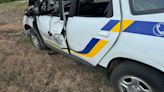 Russian drone attacks police officer's car as he evacuates people from Vovchansk, Kharkiv Oblast – photos