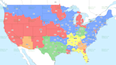 NFL TV coverage maps for Week 10