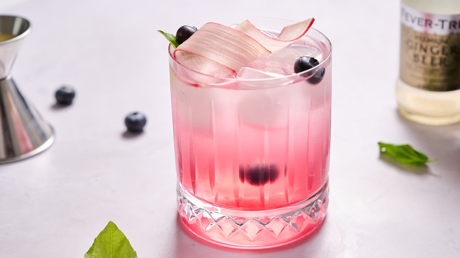 Rhubarb Blueberry Basil Mocktail Recipe