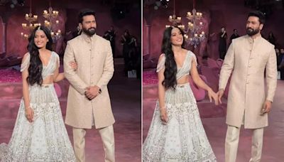 Rashmika Mandanna And Vicky Kaushal Were A Pastel Perfect Pair For Falguni Shane Peacock's Show At India Couture Week