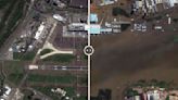 Before and after: Images from space reveal submerged airport runway and football field in devastating Brazil floods