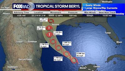 Tropical Storm Beryl tracker: Update on Texas, Houston impacts, path, hurricane watch