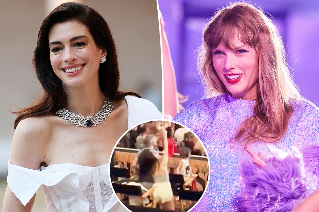 See Anne Hathaway rock out during Taylor Swift’s Eras Tour show in Germany