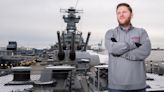 Maintaining a memorial. The Battleship prepares to leave Camden