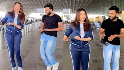 Bhagyashree Recreates Maine Pyar Kiya Song Dil Deewana's Iconic Hook-Step With Pap At Mumbai Airport (VIDEO)