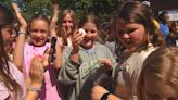 Firefighters help Chesterfield fifth graders with egg drop, testing student creations from fire truck ladder