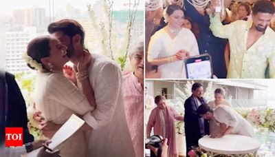 From Sonakshi Sinha walking down the aisle to Zaheer Iqbal touching Shatrughan Sinha’s feet: Inside moments from the wedding ceremony - Times of India