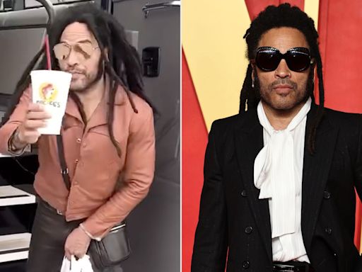 Lenny Kravitz Struts Through Buc-ee's Meeting Fans and Trying Food in Head-to-Toe Leather Outfit