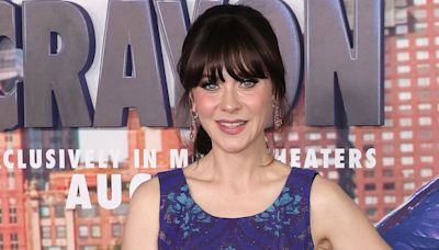 Zooey Deschanel dons all purple for Harold and the Purple Crayon