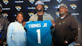 Brian Thomas Jr introduced after being drafted by the Jacksonville Jaguars