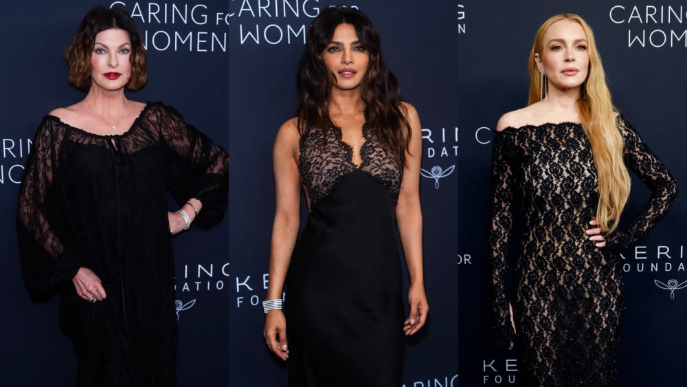 Lace Looks Were Trending at Kering’s Caring for Women Dinner: Lindsay Lohan, Priyanka Chopra, Linda Evangelista and More