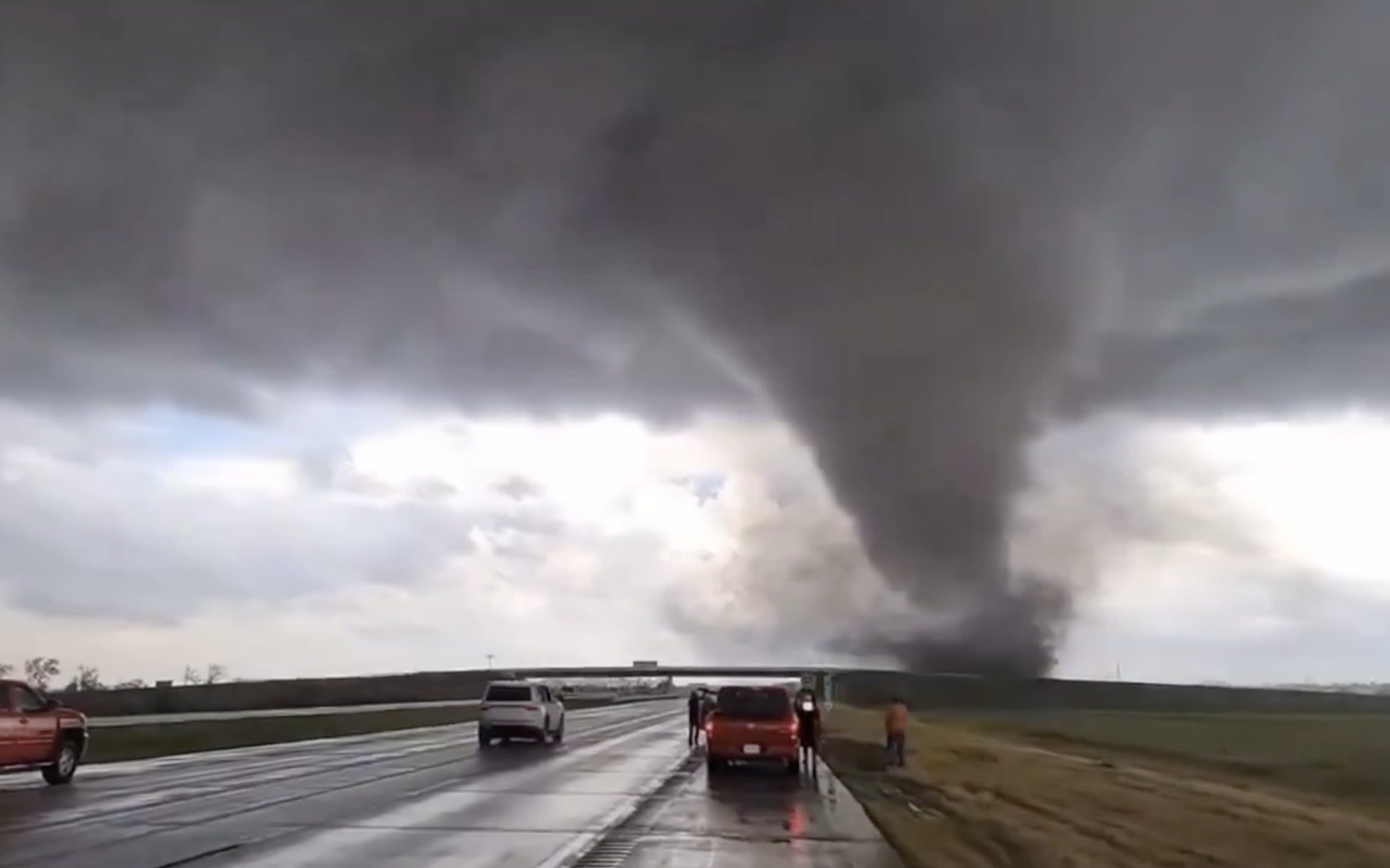 Watch: Tornado rips across highway in Nebraska