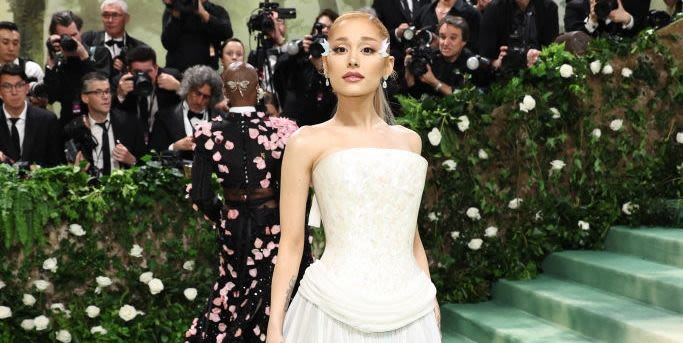 Ariana Grande Makes an Ethereal Return to the Met Gala in a Sweeping Loewe Gown