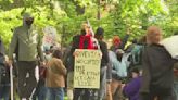 Gaza protesters march, camp at Portland State University