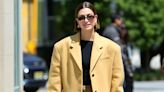 Hailey Bieber Turns a New York City Street Into Her Personal Runway in an Ultra Mini Skirt and Oversized Coat