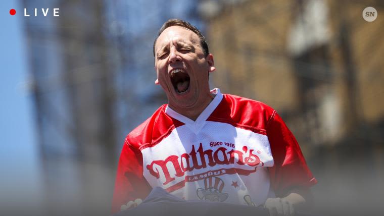 Joey Chestnut hot dog contest live results, highlights from 2024 Fourth of July military fundraiser | Sporting News