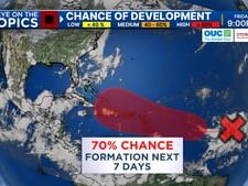 Tropical disturbance has 70% chance of becoming next named storm in Central Atlantic