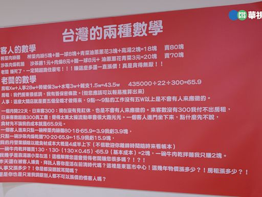 麵店被嫌貴 老闆貼「台灣的兩種數學」公告 客人vs.老闆算式引網熱議