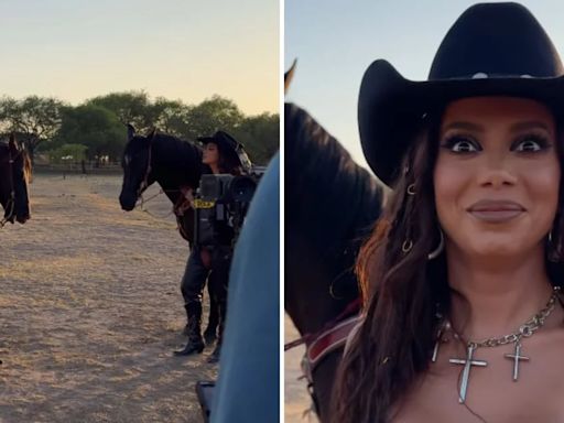 Anitta vive tremendo susto con un caballo durante la grabación del ‘La Tóxica’ con Alejandro Fernández