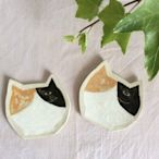 艾苗小屋-日本手工作家手彩繪玳瑁貓豆皿組