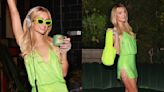 Paris Hilton Lights Up the Night in Sparkling Green Solangel Minidress at ‘After Dark’ Party