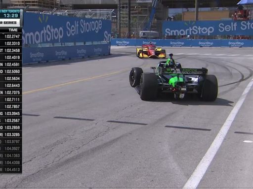 IndyCar en Toronto: Agustín Canapino casi se pega contra el muro tras un peligroso trompo en las calles de Canadá