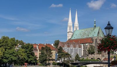 Pretty city in Europe slap bang on the border of Germany and Poland