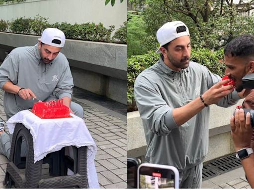 Ranbir Kapoor Rings in 42nd Birthday with fans and paparazzi, shares cake-cutting moments: watch video