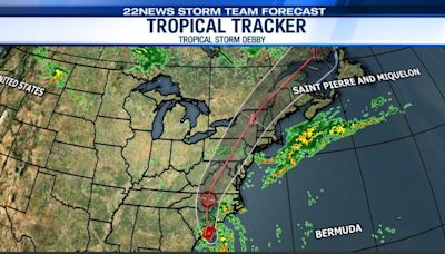 Tropical Storm Debby Tracking Map: Remnants head toward Massachusetts