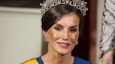 Letizia dazzles in £4,100 ballgown and glittering tiara at Dutch state banquet