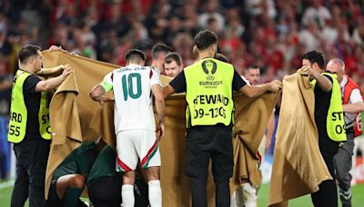 Liverpool's Dominik Szoboszlai in tears as Hungary striker hospitalised after sickening collision