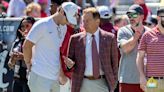 Watch Nick Saban talk to Alabama team prior to A-Day, get presented with his SEC ring