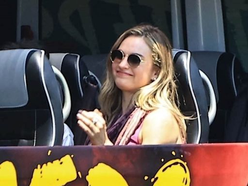 Lily James spotted in California as she films scenes for Swiped