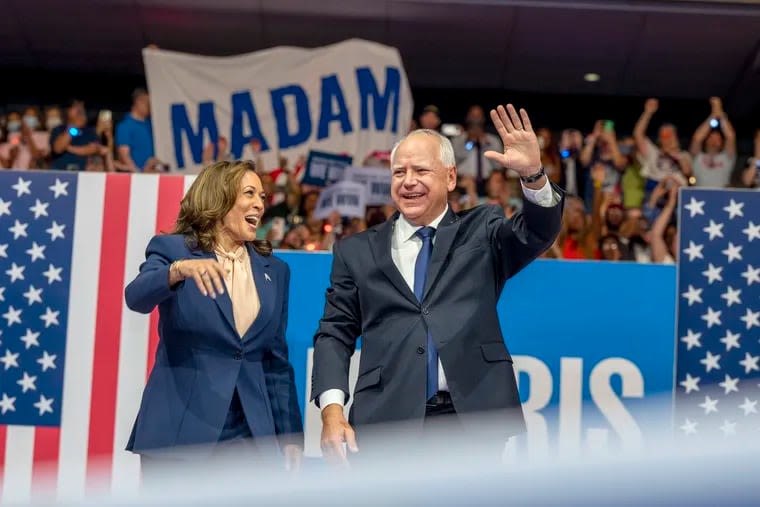 Philly rally kicks off battleground-state tour for Kamala Harris and Tim Walz; Harris campaign trolls Trump over Philly crowd sizes