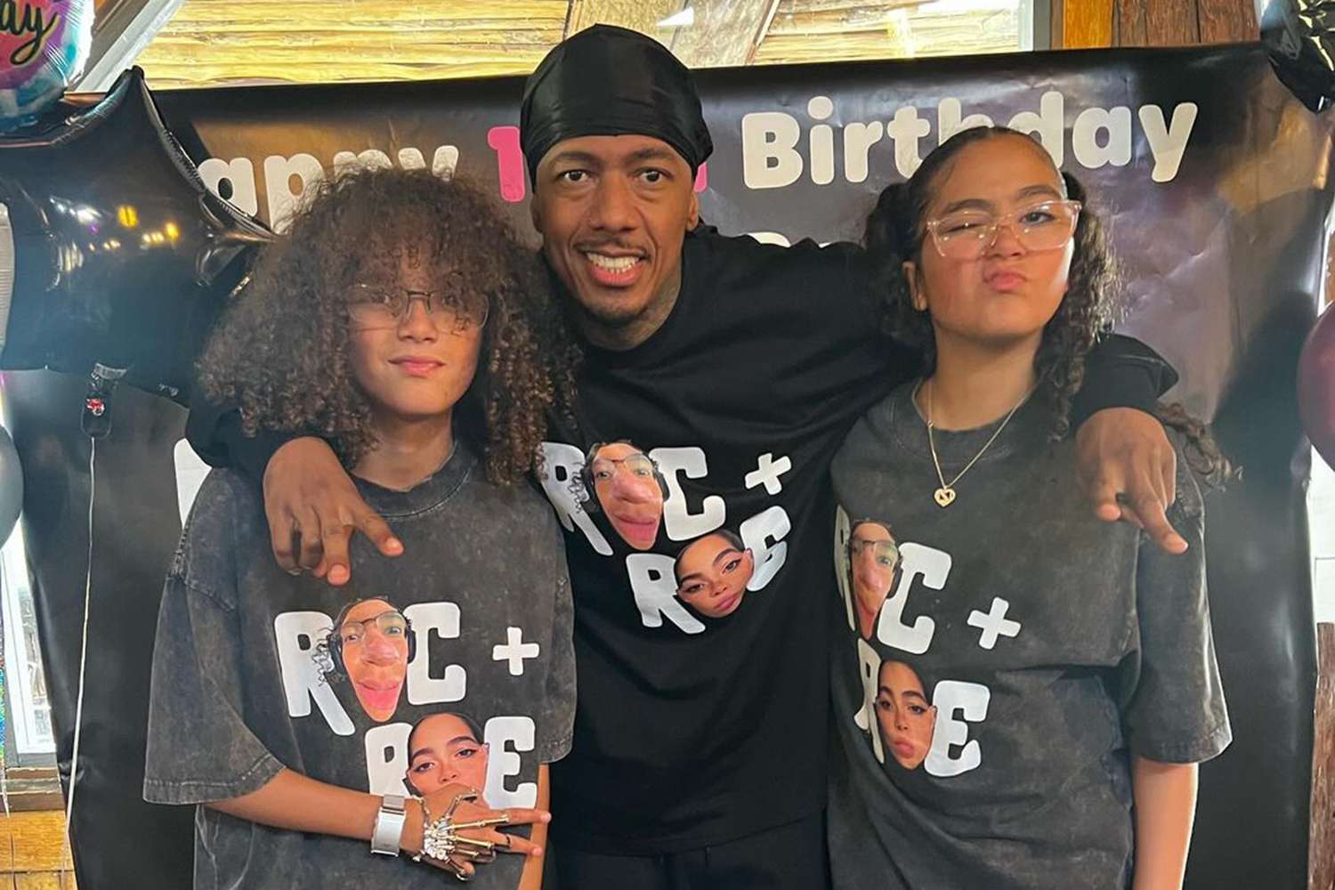 Nick Cannon, Twins Morocco and Monroe Wear T-Shirts Printed with Their Faces for 13th Birthday: 'Blessed'