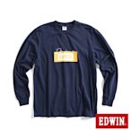 EDWIN 網路獨家 草寫Denim LOGO長袖T恤-男-丈青色