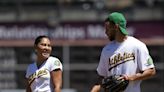 Watch: Steph and Ayesha Curry throw out first pitch at A’s vs. Astros game