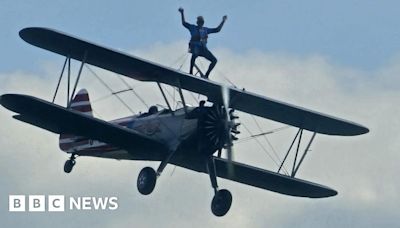 Adrenaline junkie aged 73 completes wing walk for charity