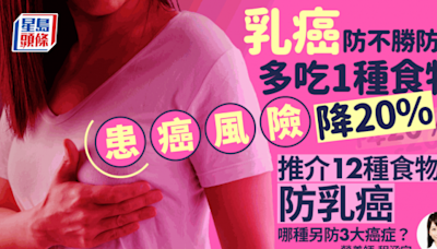 本港乳癌年增5500宗新症 營養師推介12種食物防乳癌 多吃1種患癌風險降20%