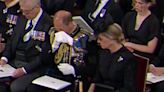 Sophie, Countess of Wessex Passes a Handkerchief to Prince Edward During Queen Elizabeth's Funeral