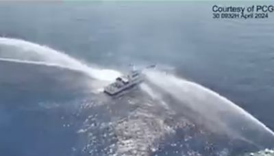 Wild video captures a Chinese Coast Guard ship collide with a Philippine vessel while battering it with a powerful water cannon