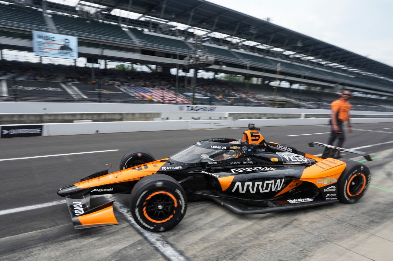 Pato O’Ward of the Arrow McLaren team goes out of his way to win over Indianapolis 500 fans