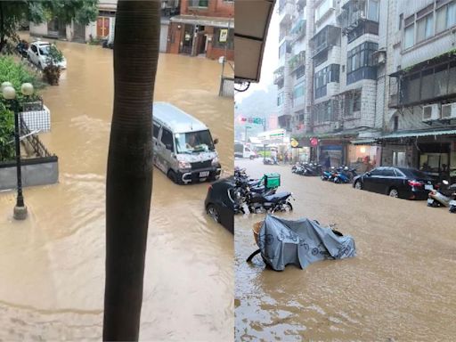 暴雨午後狂炸台北！信義淹水道路成汪洋 網嚇：難道地球要毀滅了